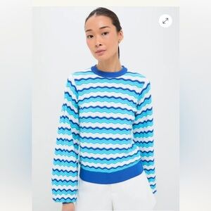 Tuckernuck Hyacinth House Aqua Wavy Stripe Callie Crewneck